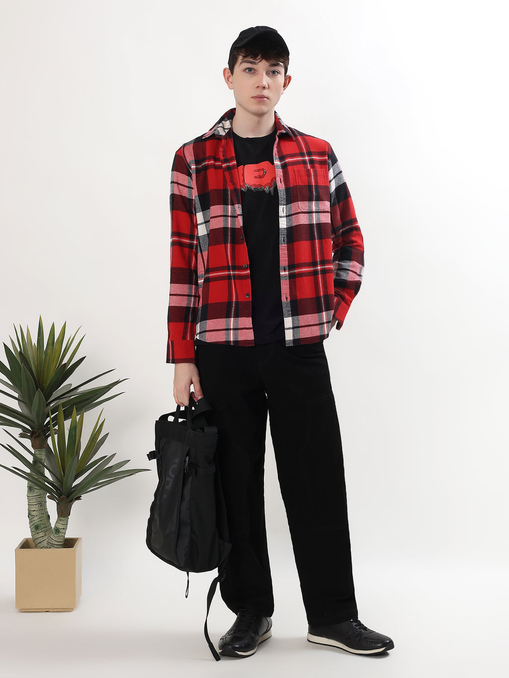 RED AND BLACK TARTAN CHECKED
