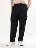 BLACK UTILITY CARGO TROUSERS (MULTIPLE FUNCTIONAL POCKETS)