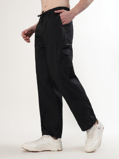 BLACK UTILITY CARGO TROUSERS (MULTIPLE FUNCTIONAL POCKETS)