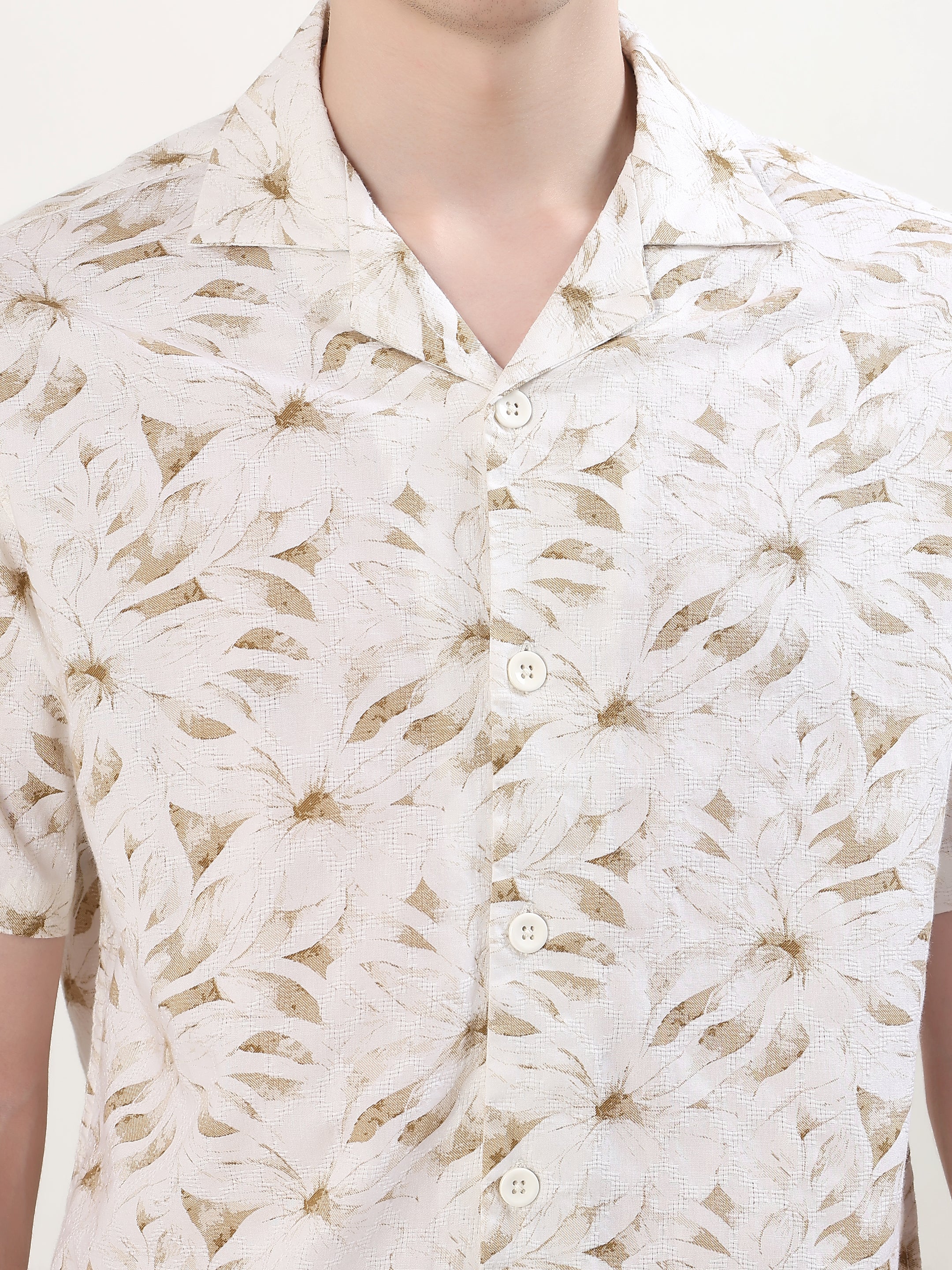 IVORY & SAND BEIGE TROPICAL FLORAL RESORT