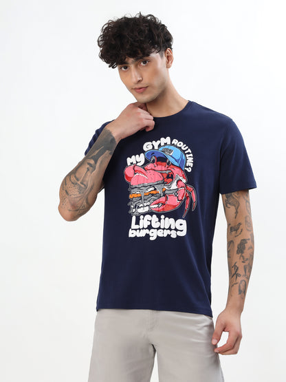 NAVY BLUE MY GYM ROUTINE GRAPHIC T-SHIRT