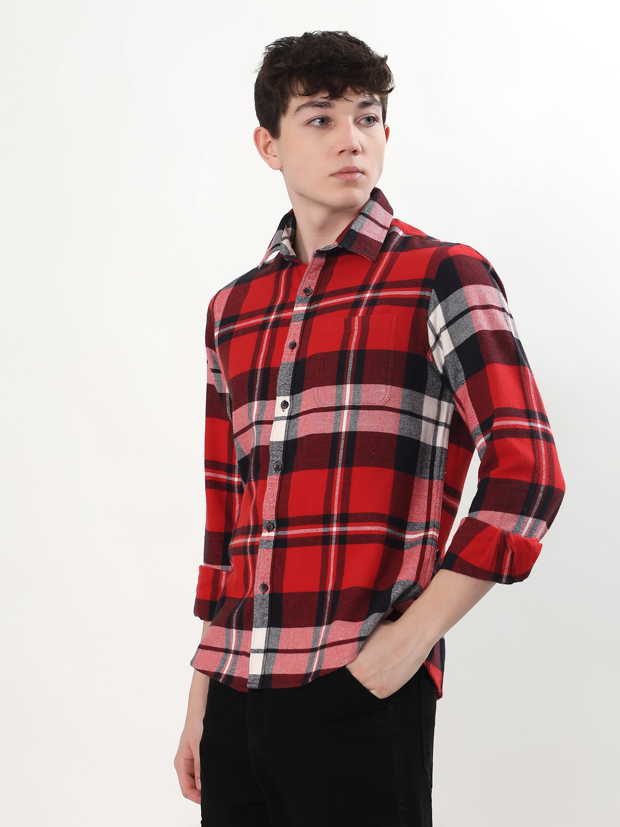 RED AND BLACK TARTAN CHECKED