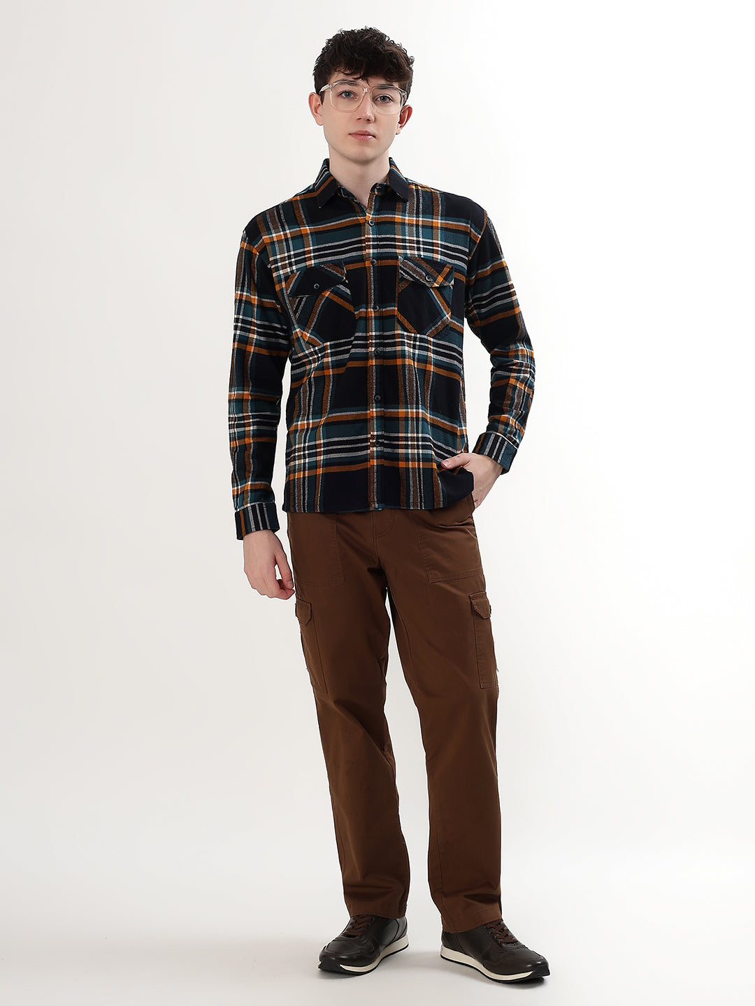 BLACK, TEAL & RUST PLAID CHECK