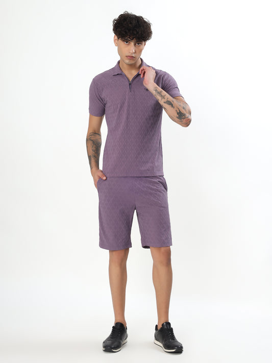 DUSTY MAUVE JACQUARD POLO CO-ORD SET