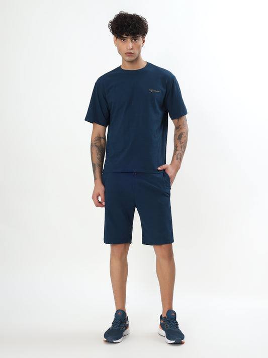 NAVY BLUE JACQUARD TEXTURED CO-ORD SET