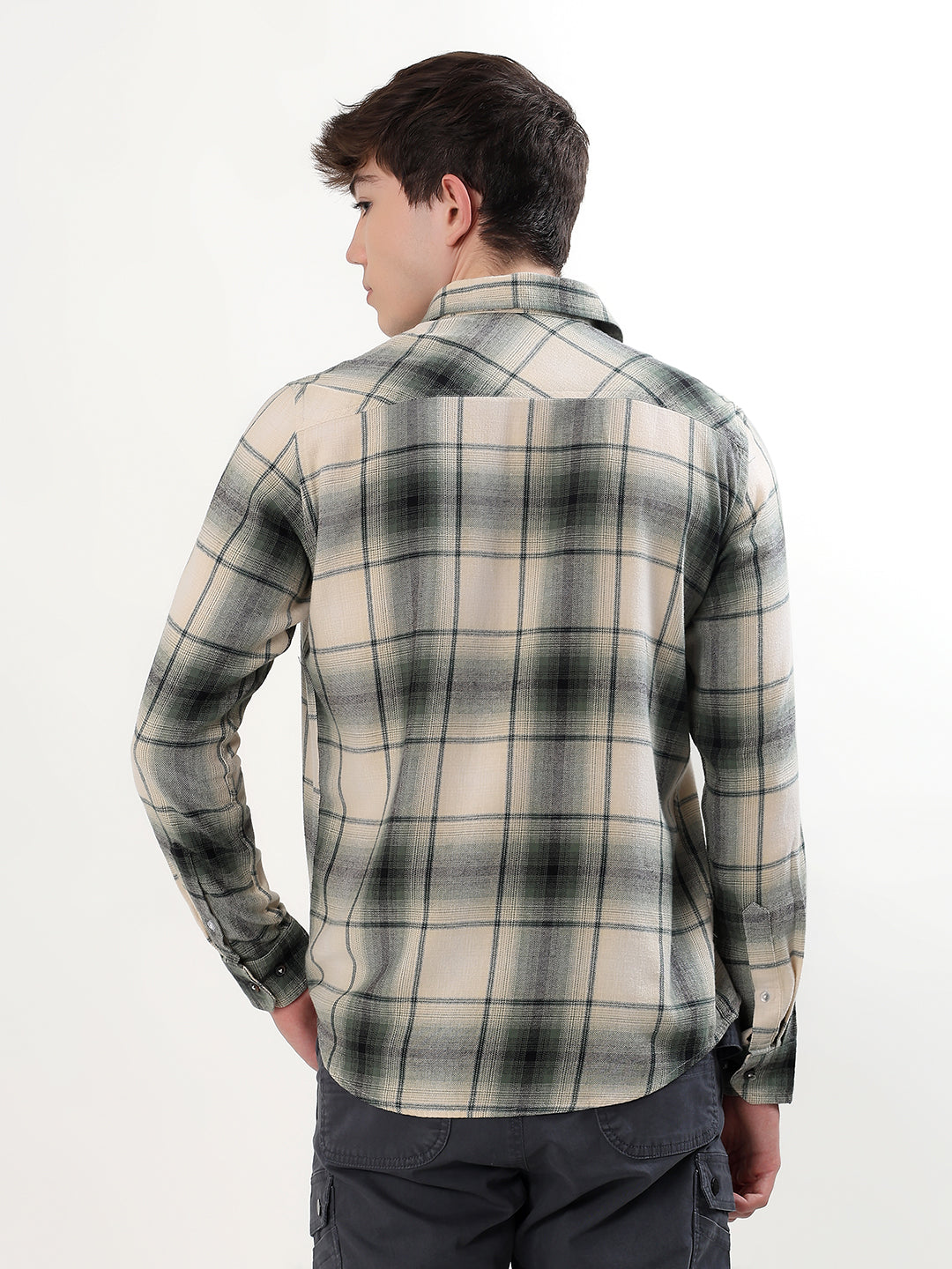 CREAM & SAGE GREEN PLAID CHECK