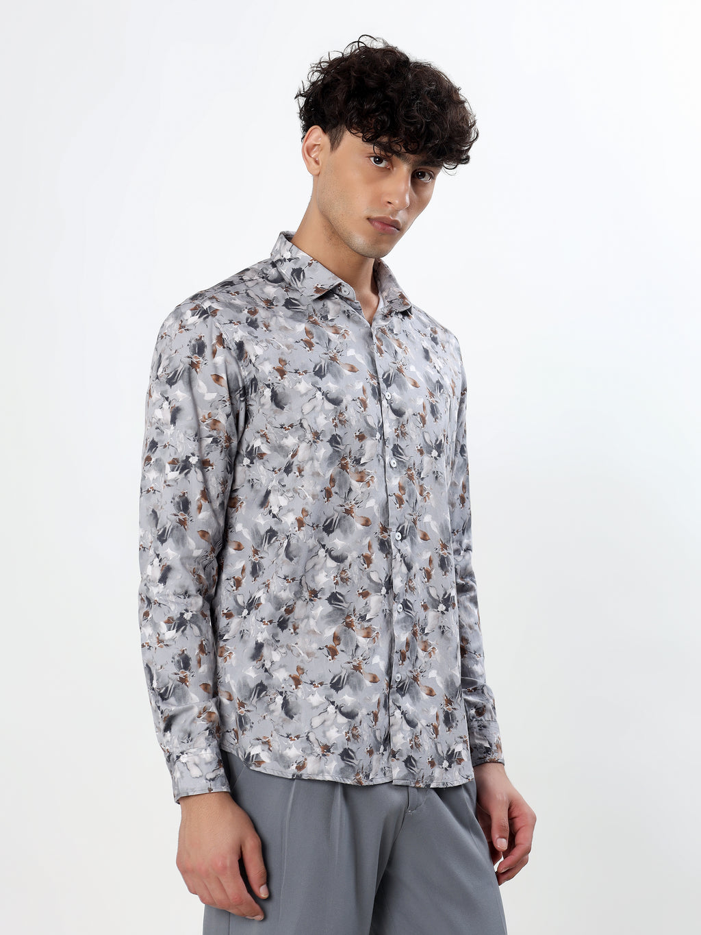 GREY AND TAN ABSTRACT SMUDGE PRINT