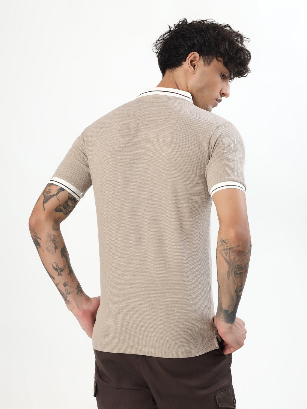 TEXTURED TIPPED COLLAR POLO T-SHIRT