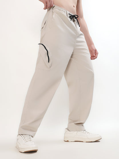 OFF WHITE UTILITY CARGO TROUSERS (MULTIPLE FUNCTIONAL POCKETS)