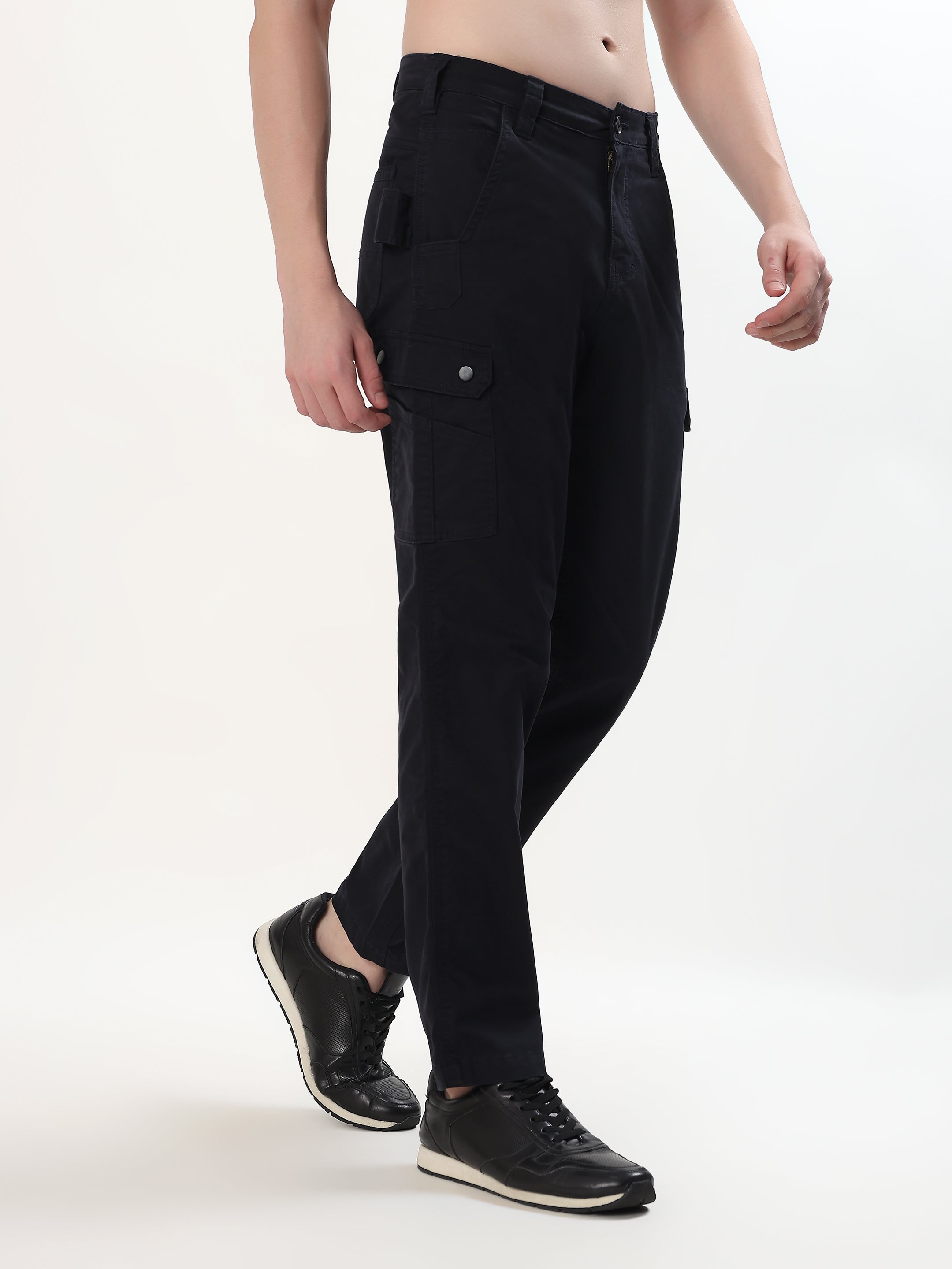 DEEP NAVY BLUE MULTI-POCKET CARGO PANTS