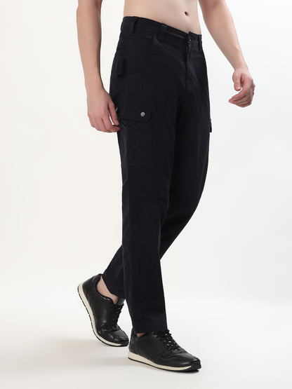 DEEP NAVY BLUE MULTI-POCKET CARGO PANTS