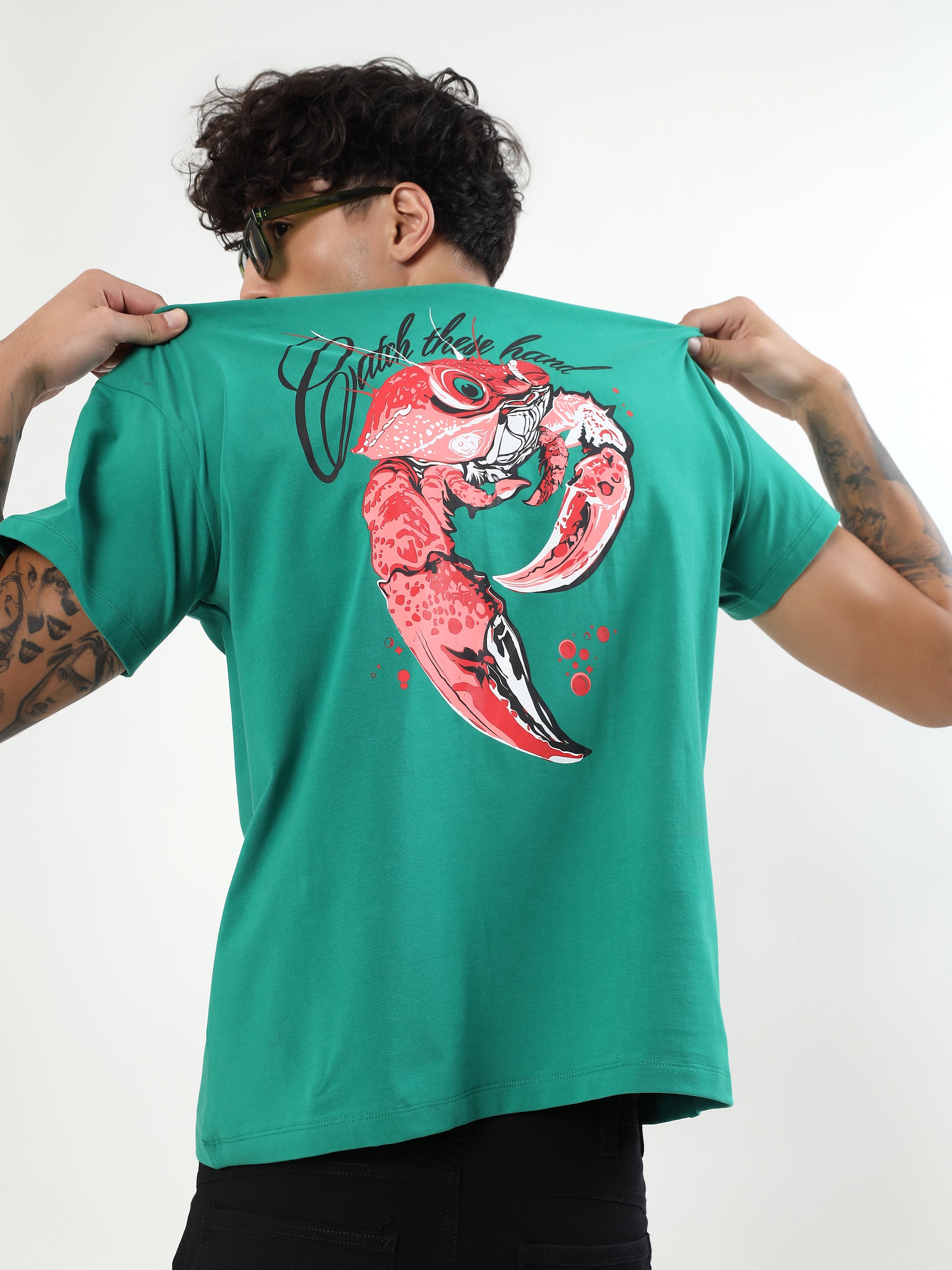 "CRAB CLAW GRAPHIC" PRINTED OVERSIZED T-SHIRT