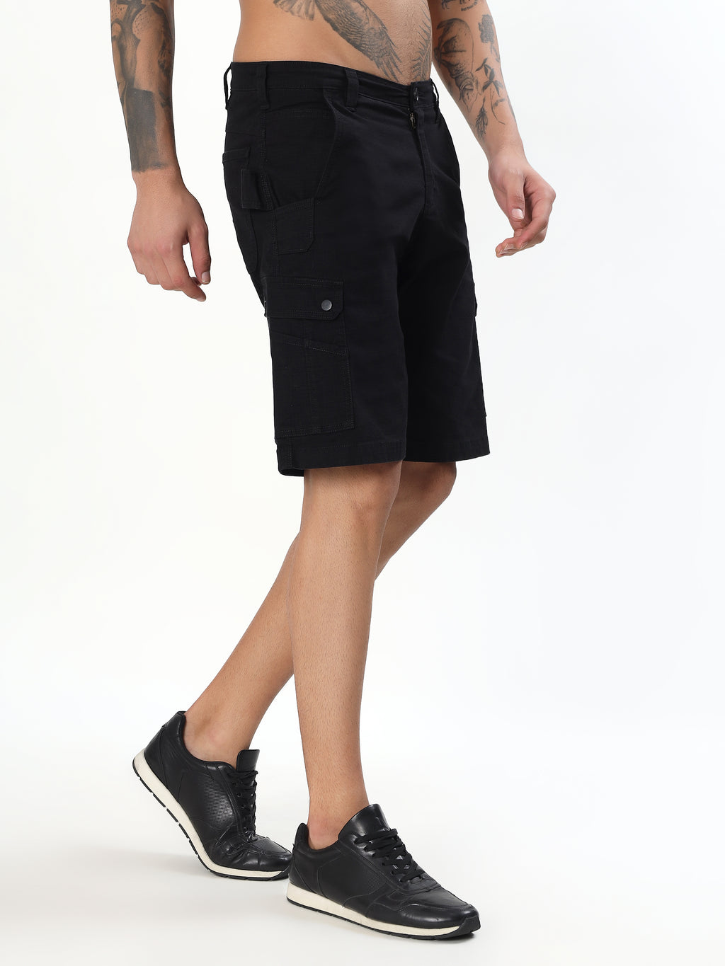 RIPSTOP CARGO BERMUDA SHORTS - BLACK