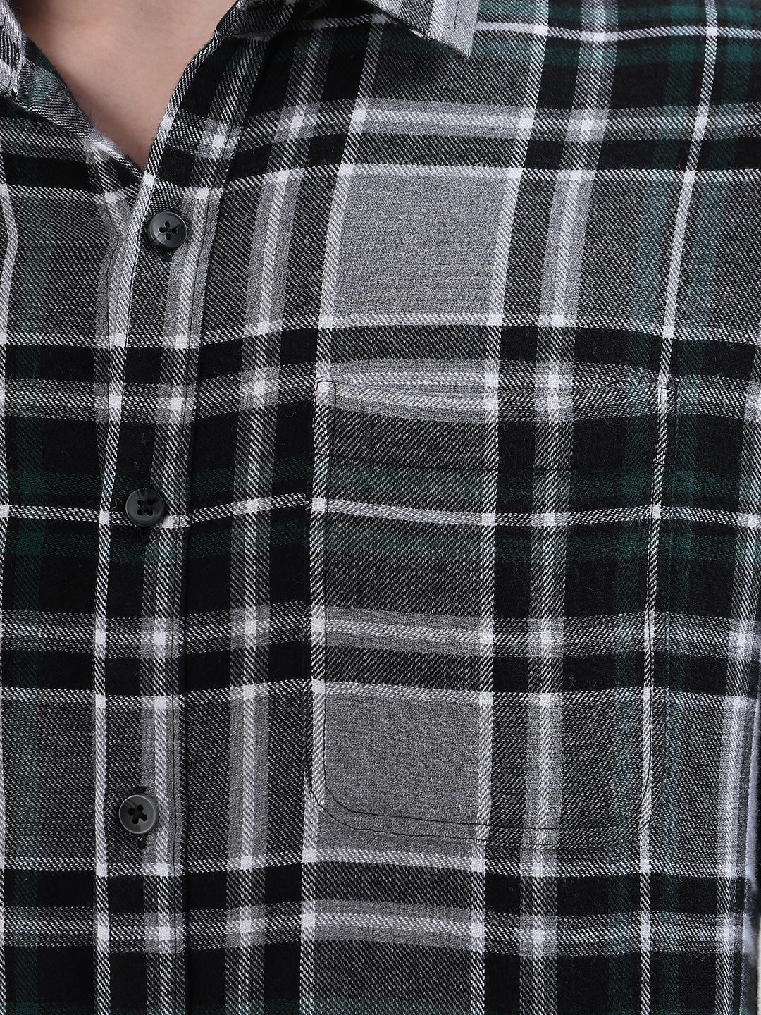 CHARCOAL GREY, GREEN & BLACK PLAID