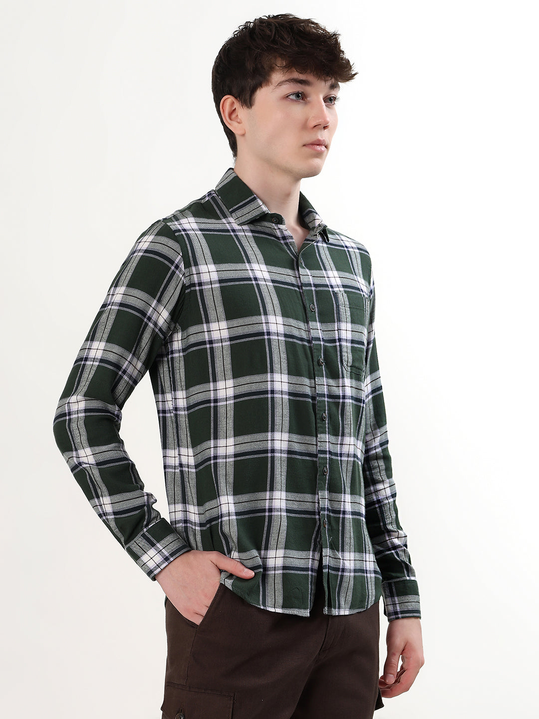 FOREST GREEN & WHITE PLAID CHECK