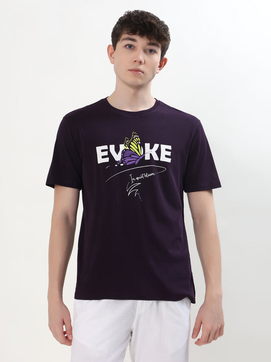 DEEP PURPLE EVOKE BUTTERFLY GRAPHIC T-SHIRT