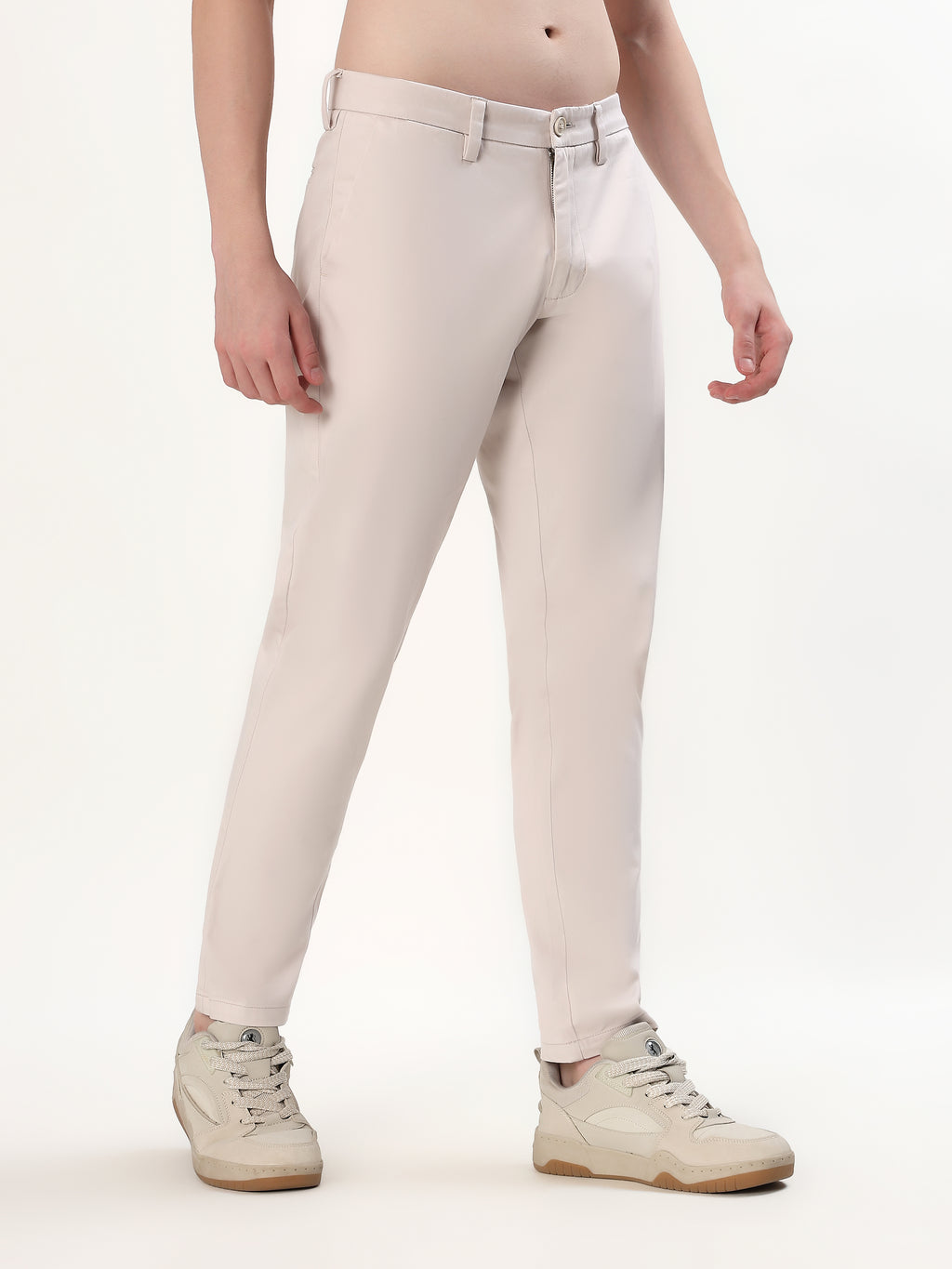 MEN'S OFF-WHITE CREAM SLIM FIT CHINOS