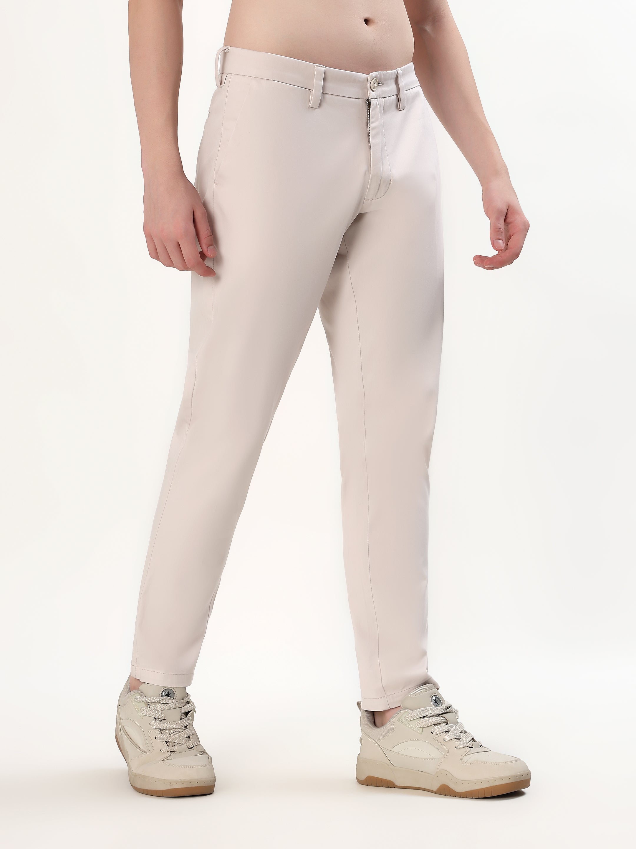 MEN'S OFF-WHITE CREAM SLIM FIT CHINOS