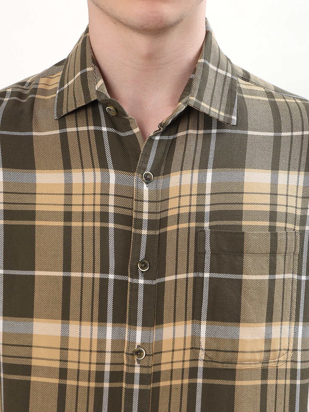 OLIVE & BEIGE PLAID CHECK