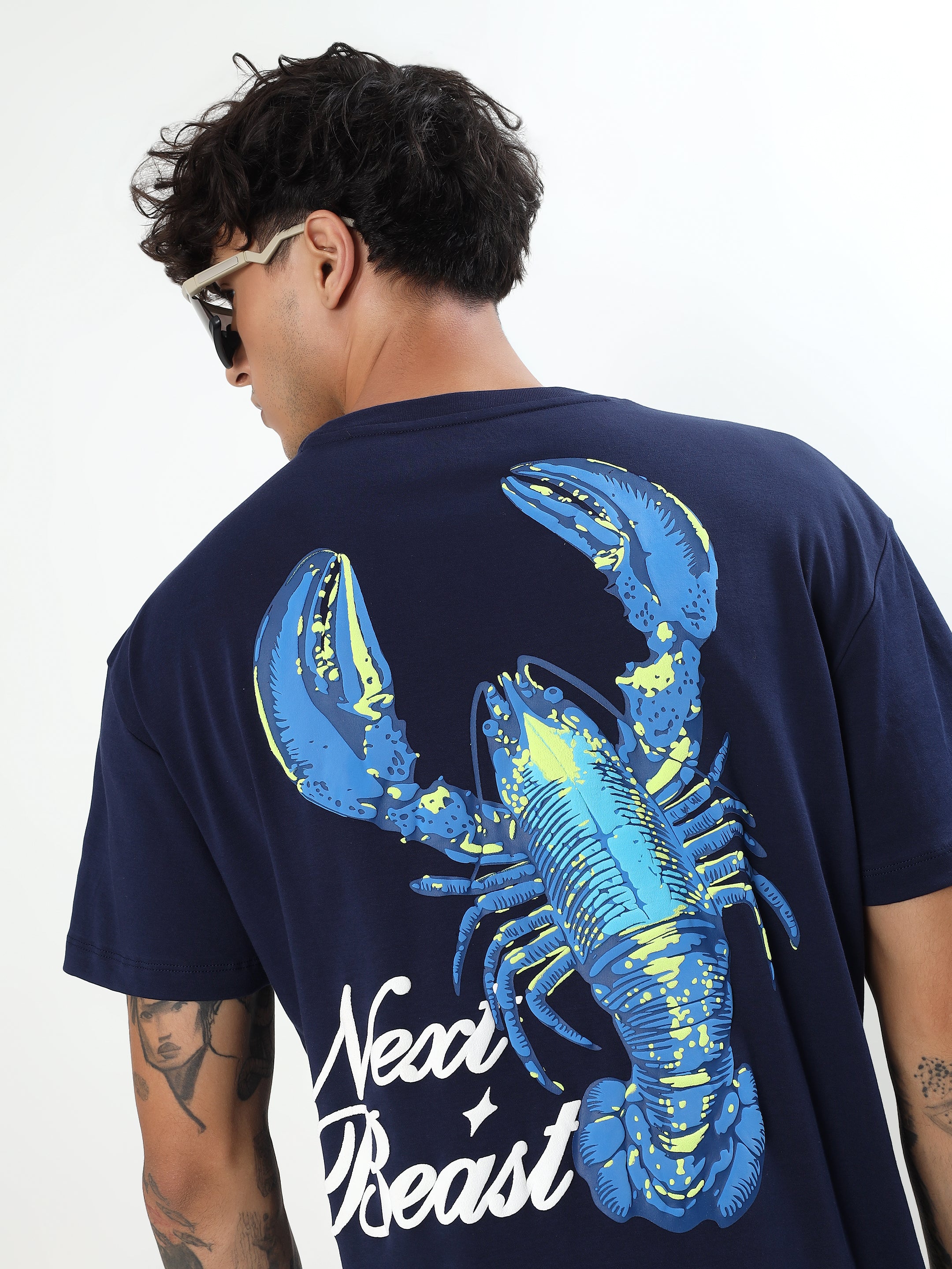 "NEON LOBSTER NEON BEAST" GRAPHIC PRINTED OVERSIZED T-SHIRT