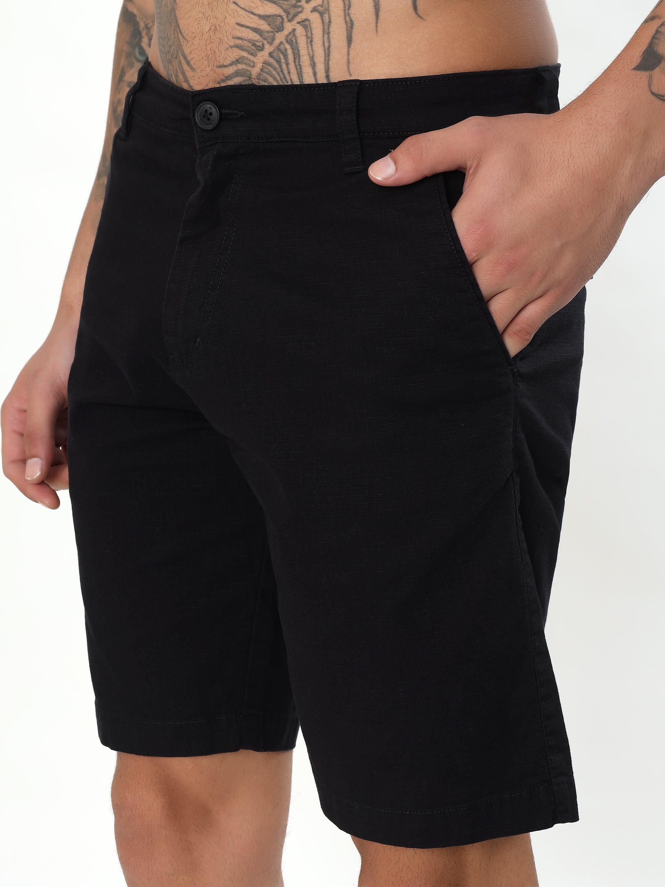RIPSTOP UTILITY CARGO SHORTS - BLACK