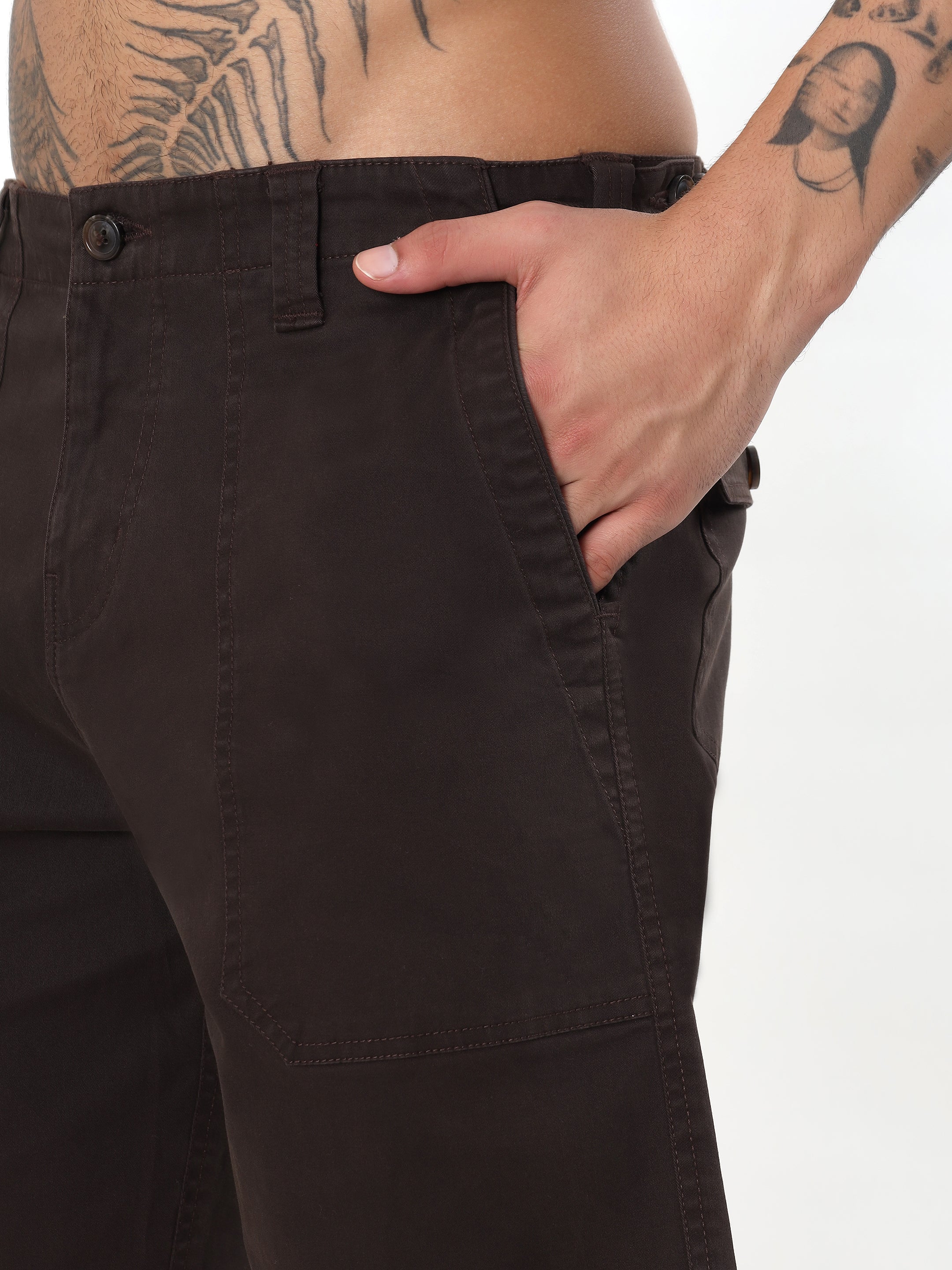 UTILITY STITCH BERMUDA SHORTS - ESPRESSO BROWN