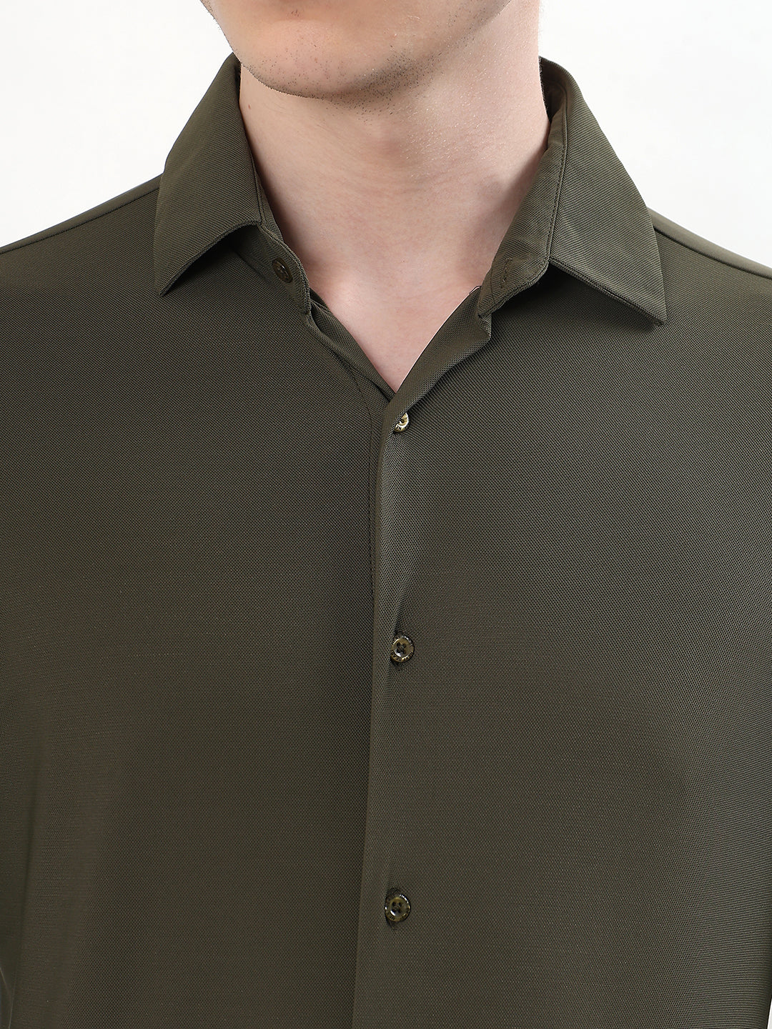 OLIVE GREEN STRETCH KNIT/NYLON-SPANDEX BLEND