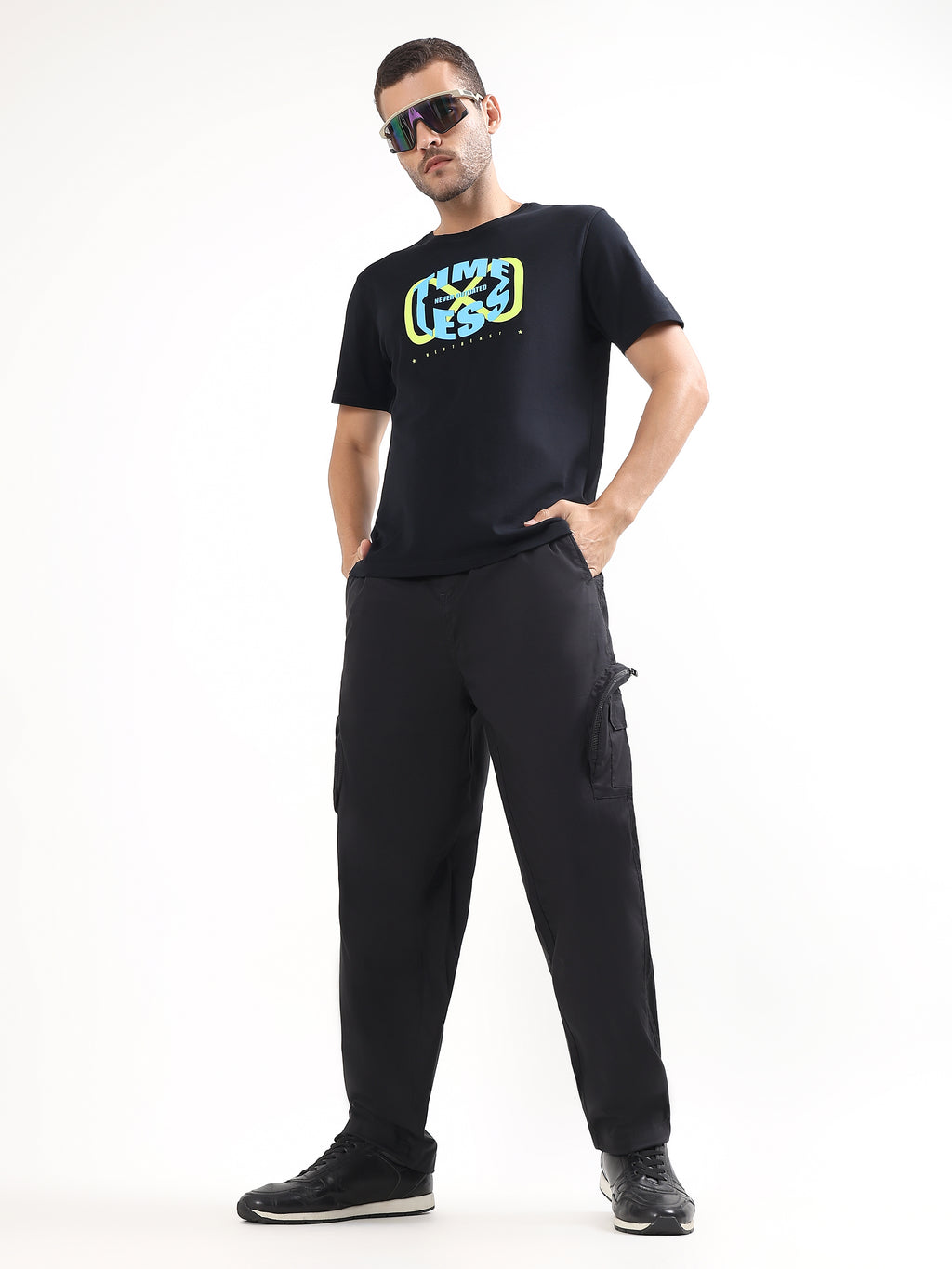 MEN BLACK TIMELESS GRAPHIC REGULAR T-SHIRT