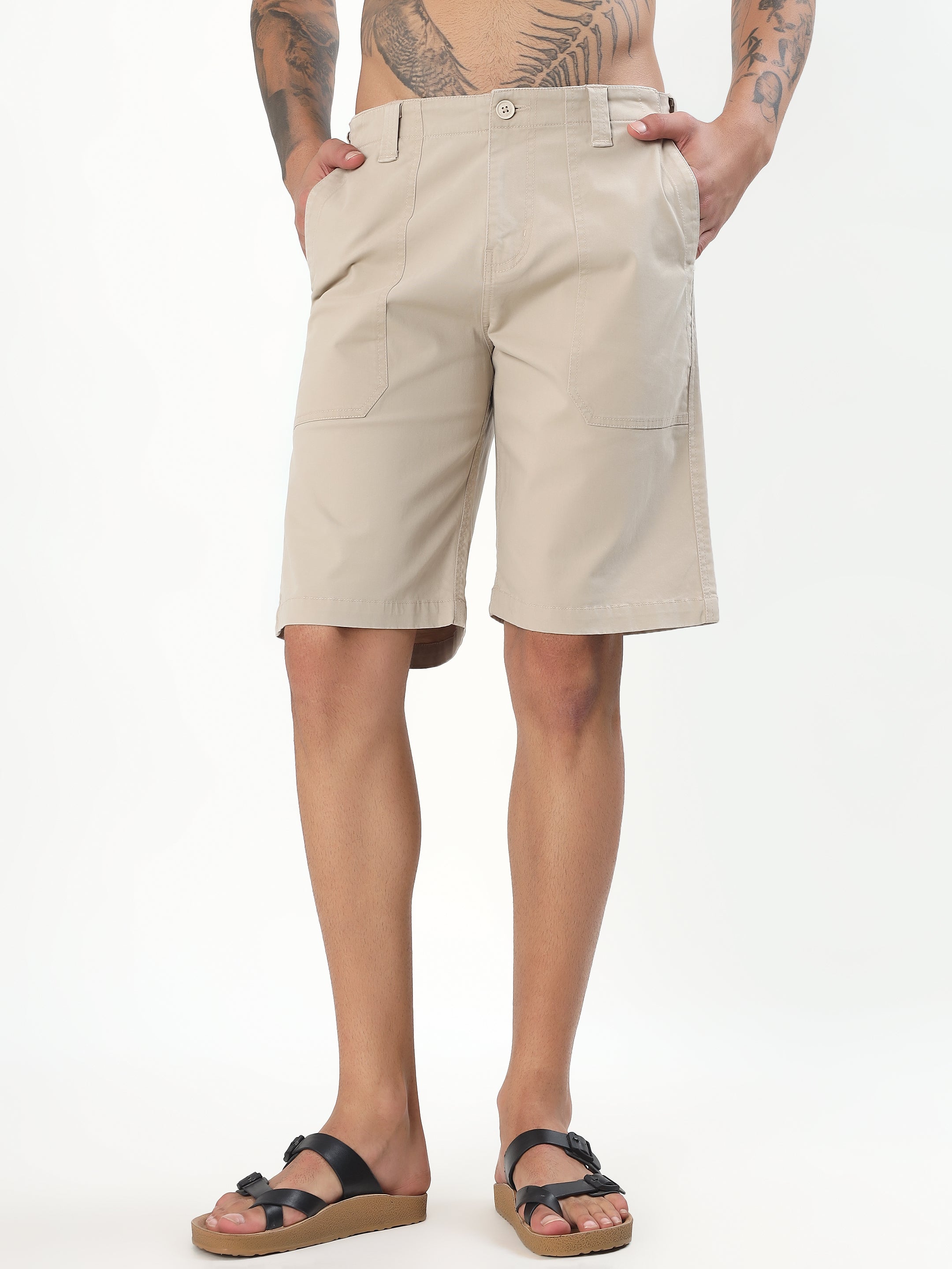 CLASSIC UTILITY BERMUDA SHORTS - PEBBLE GREY