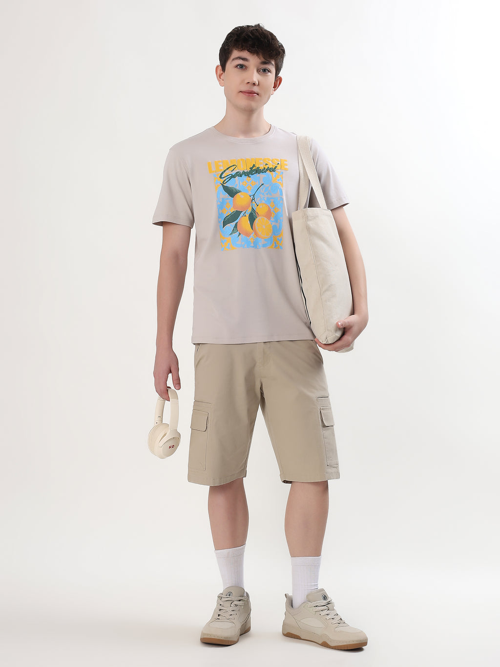 SAND BEIGE LEMON GRAPHIC PREMIUM T-SHIRT