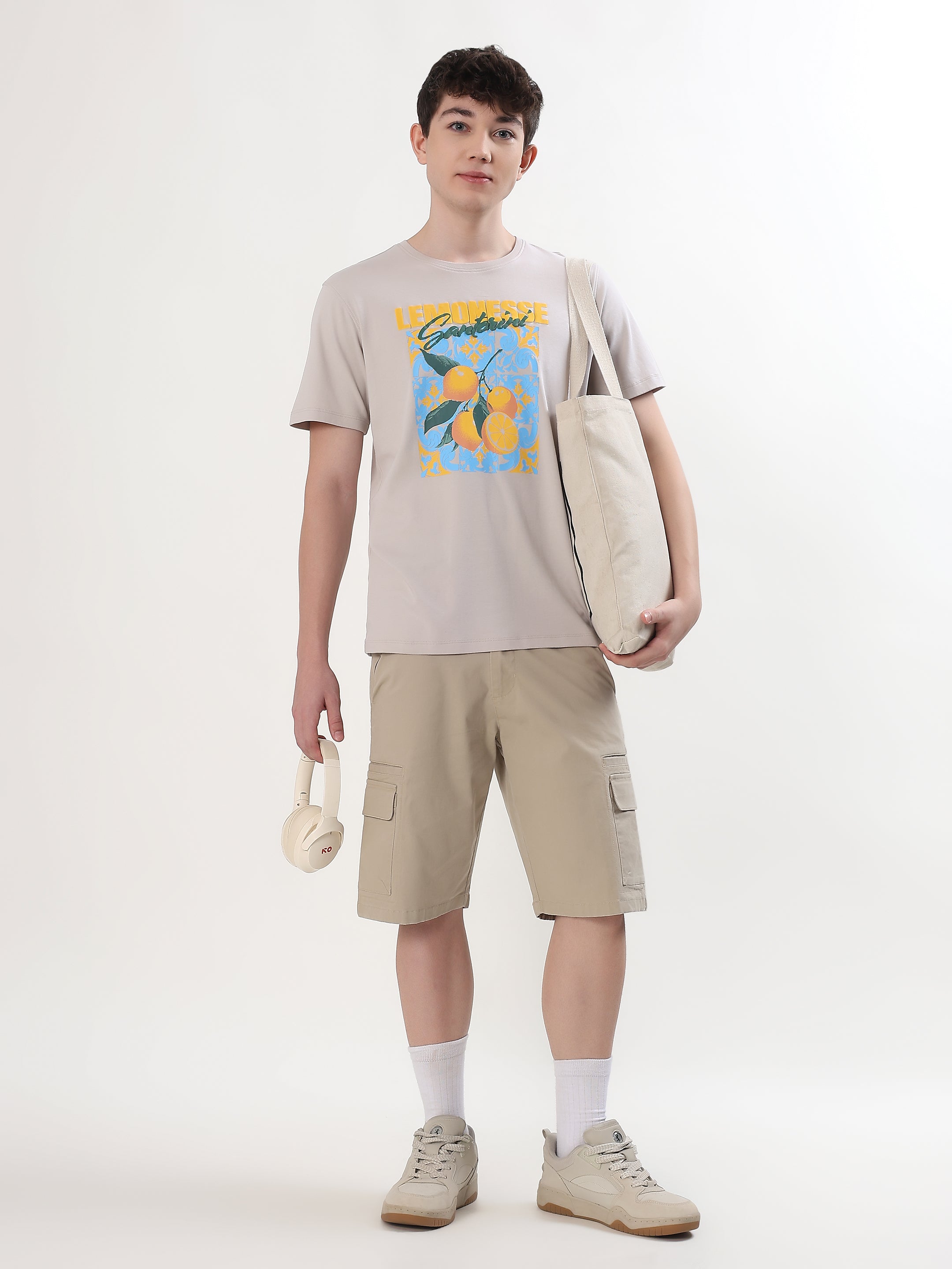 SAND BEIGE LEMON GRAPHIC PREMIUM T-SHIRT