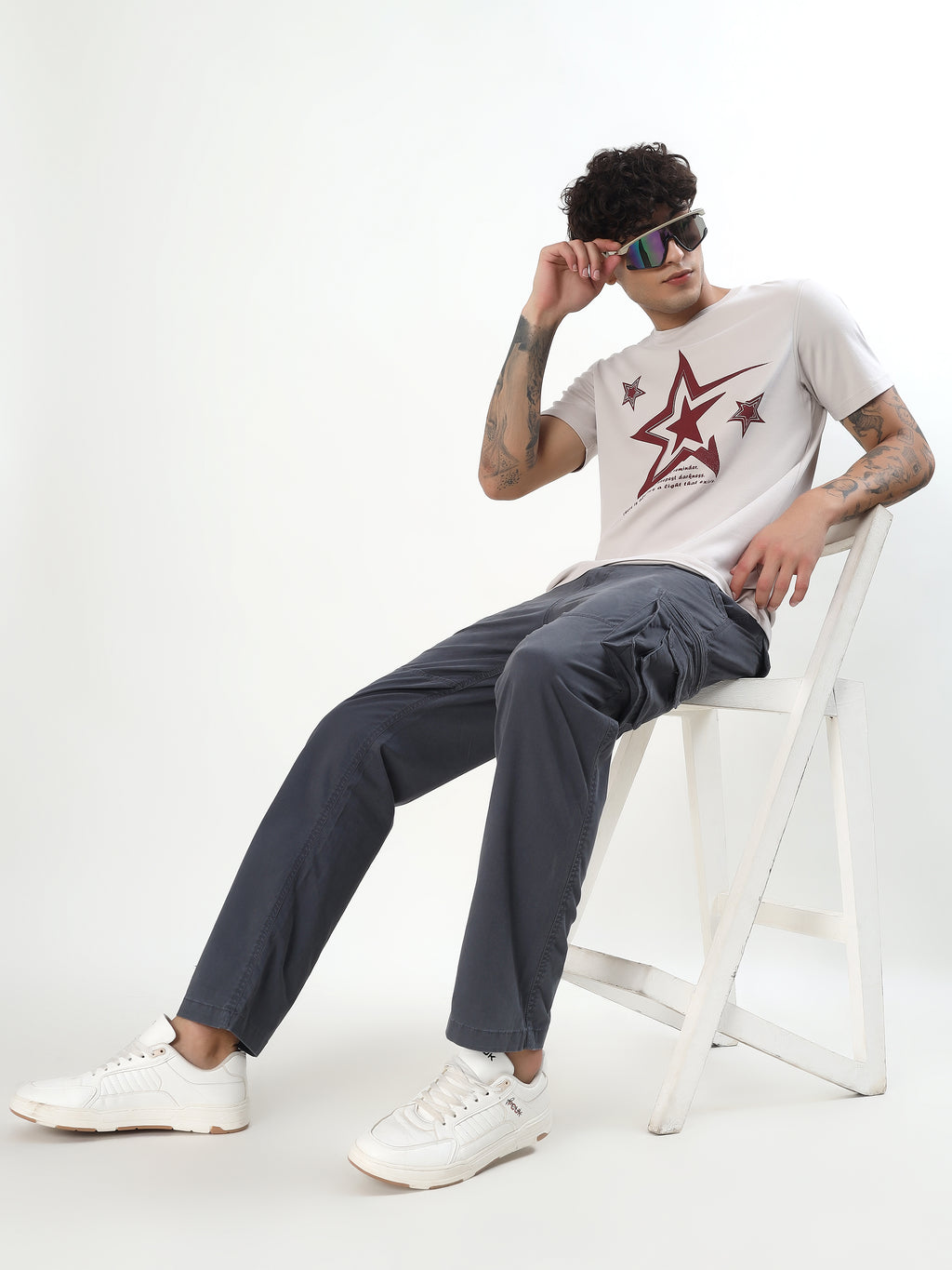MEN DARK GREY MULTI-POCKET CARGO PANTS