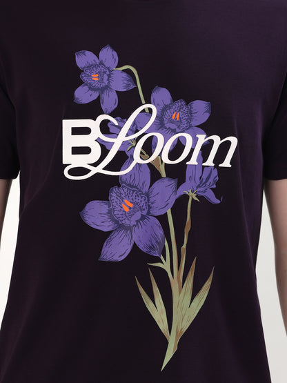 DEEP PURPLE BLOOM FLORAL GRAPHIC T-SHIRT