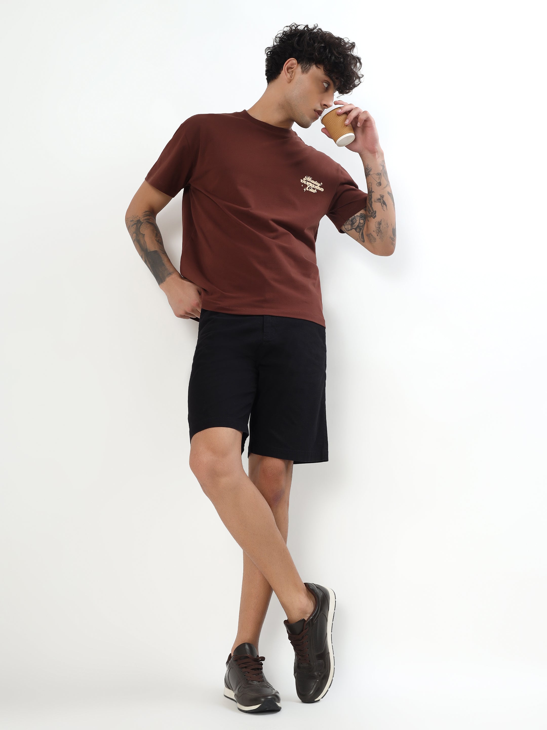 MEN'S CLASSIC MIDNIGHT BLACK CASUAL COTTON SHORTS