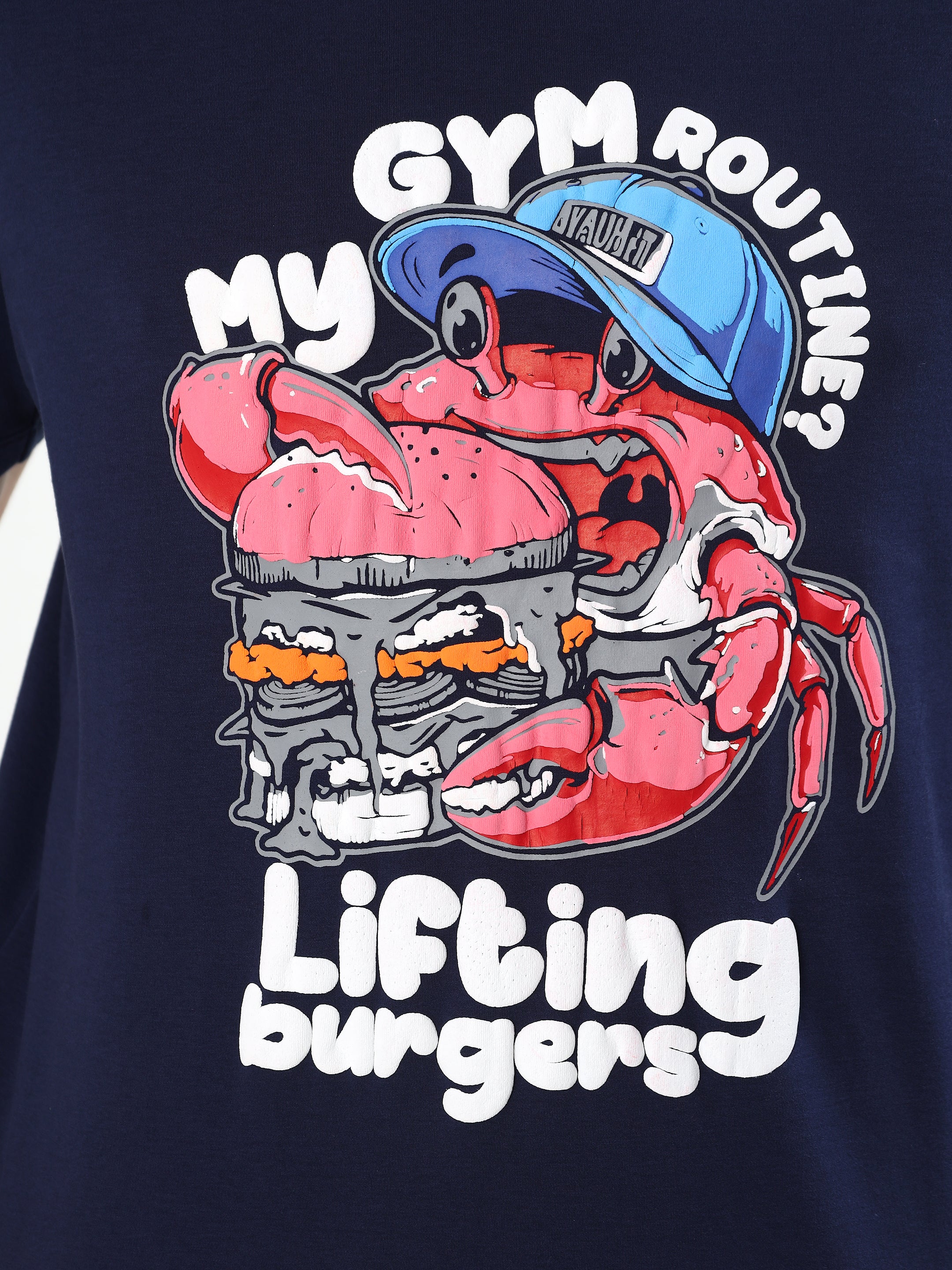 NAVY BLUE MY GYM ROUTINE GRAPHIC T-SHIRT