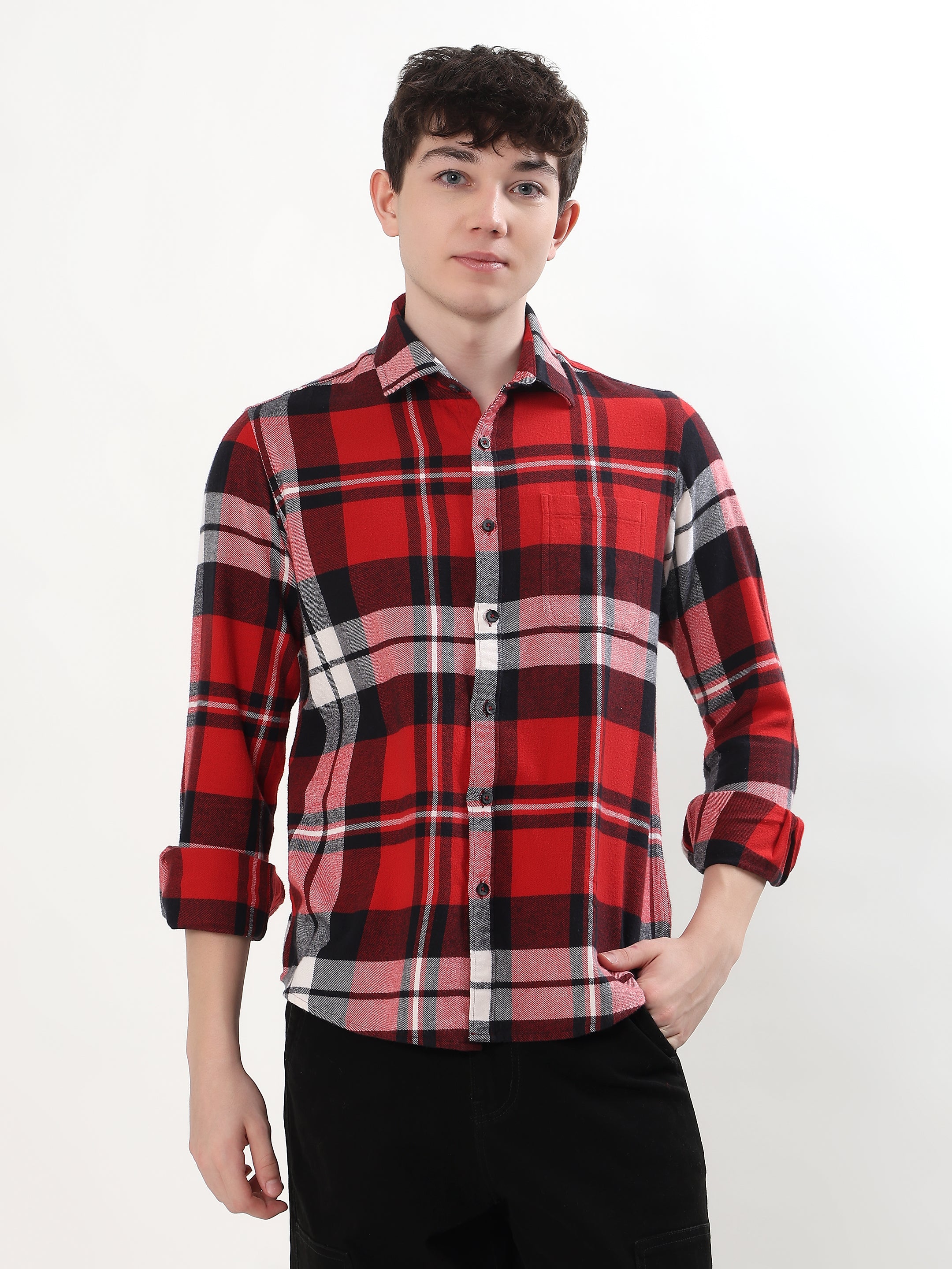 RED AND BLACK TARTAN CHECKED