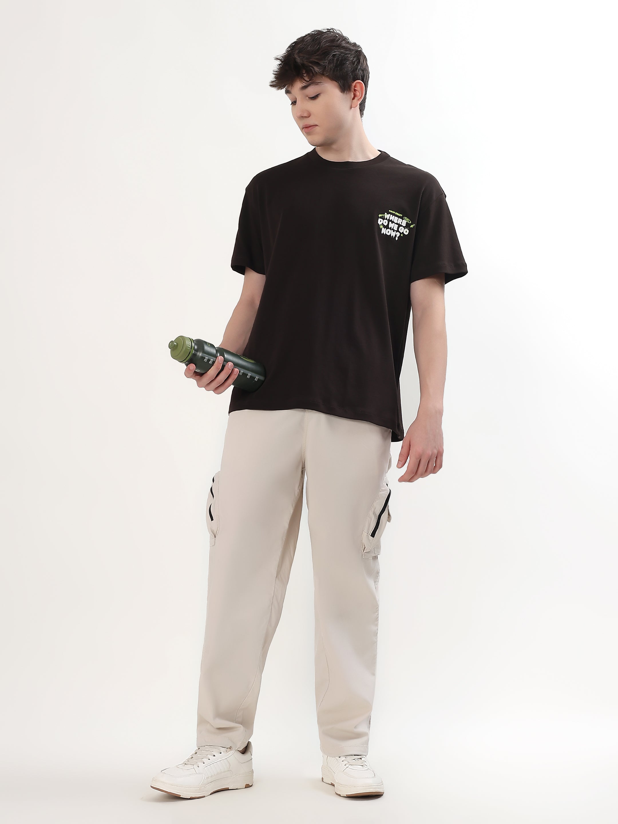 "NEON BEAST" BALACLAVA BUNNY GRAPHIC PRINTED OVERSIZED T-SHIRT