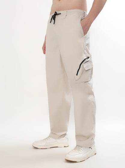 OFF WHITE UTILITY CARGO TROUSERS (MULTIPLE FUNCTIONAL POCKETS)