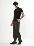 MEN COFFEE BROWN DRAWSTRING CARGO PANTS