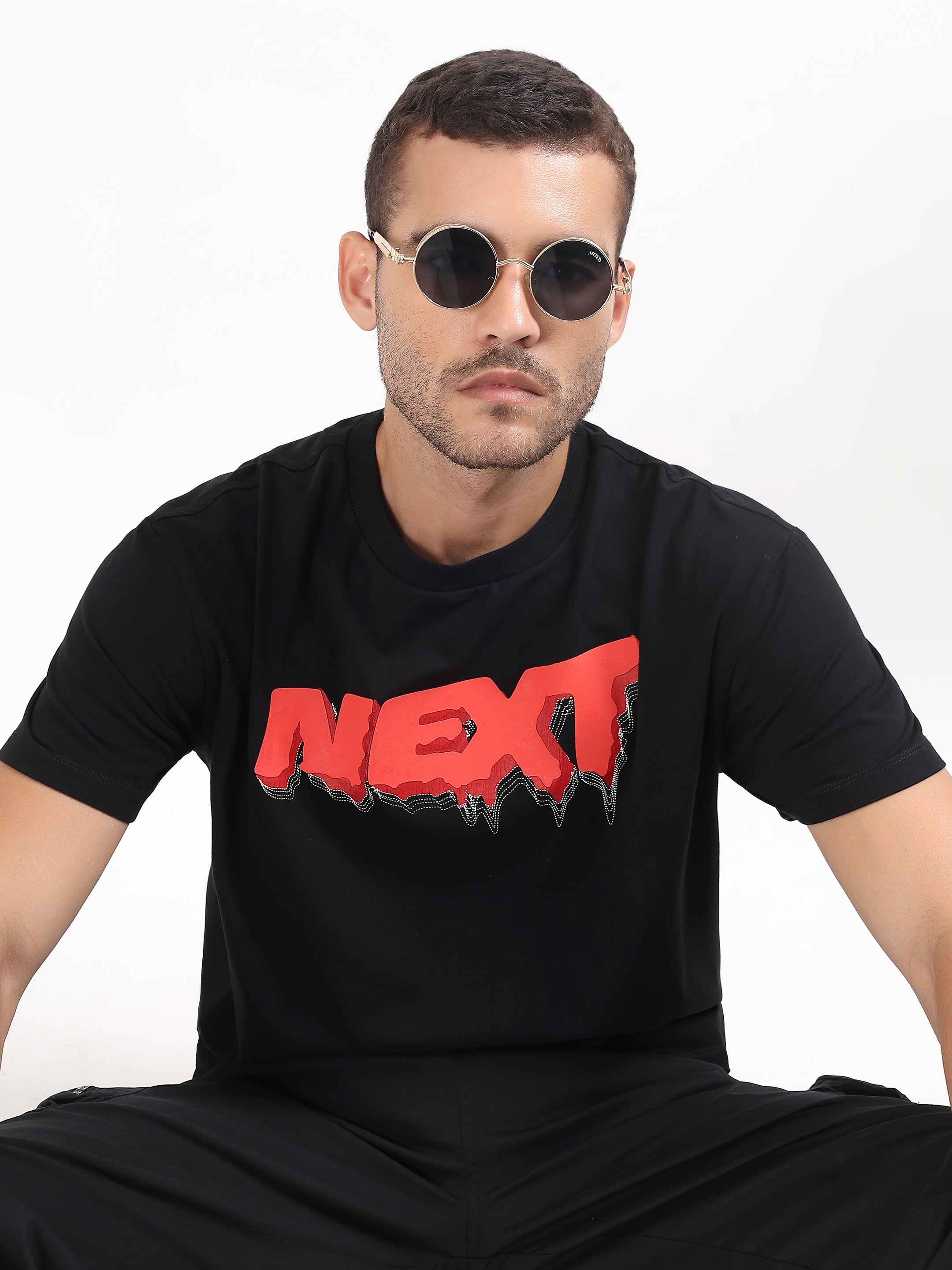BLACK DRIPPING TEXT GRAPHIC T-SHIRT