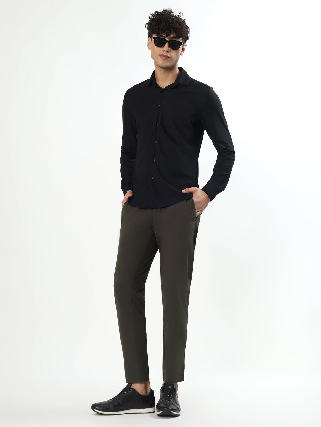 MEN'S OLIVE GREEN SLIM FIT CHINOS