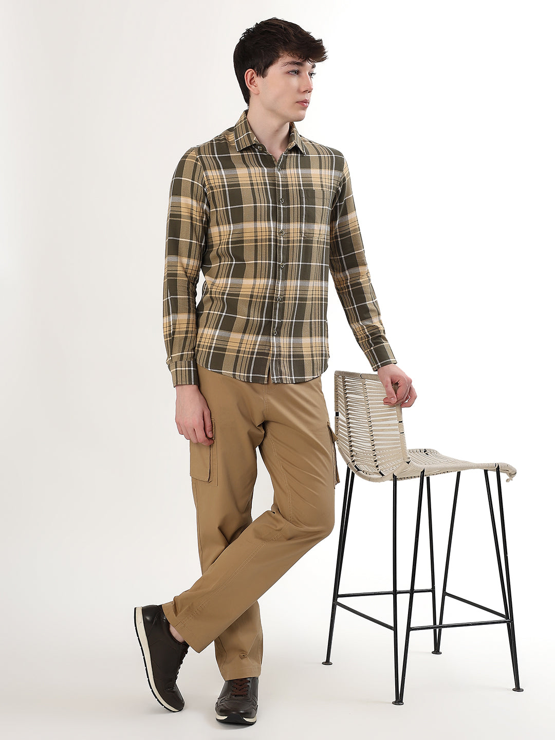 OLIVE & BEIGE PLAID CHECK