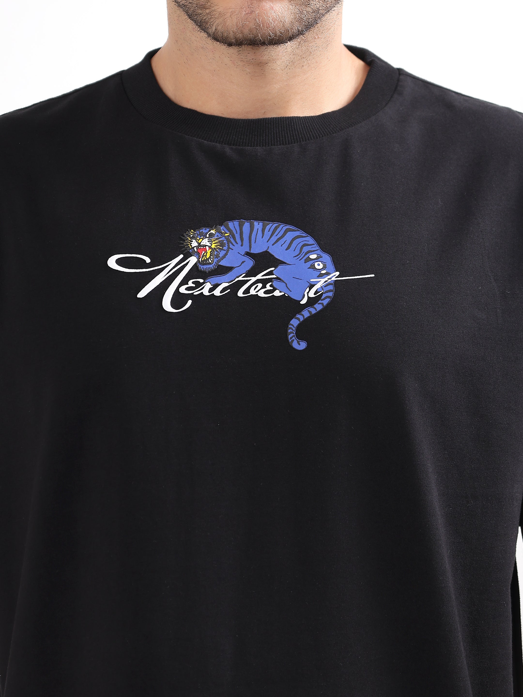 BLACK TIGER GRAPHIC PRINT OVERSIZED T-SHIRT
