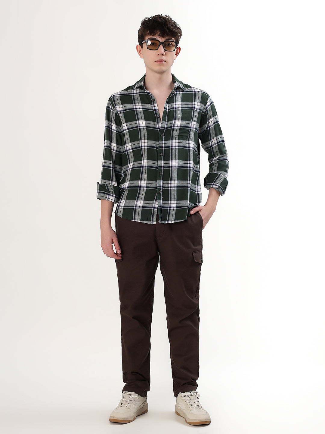 FOREST GREEN & WHITE PLAID CHECK