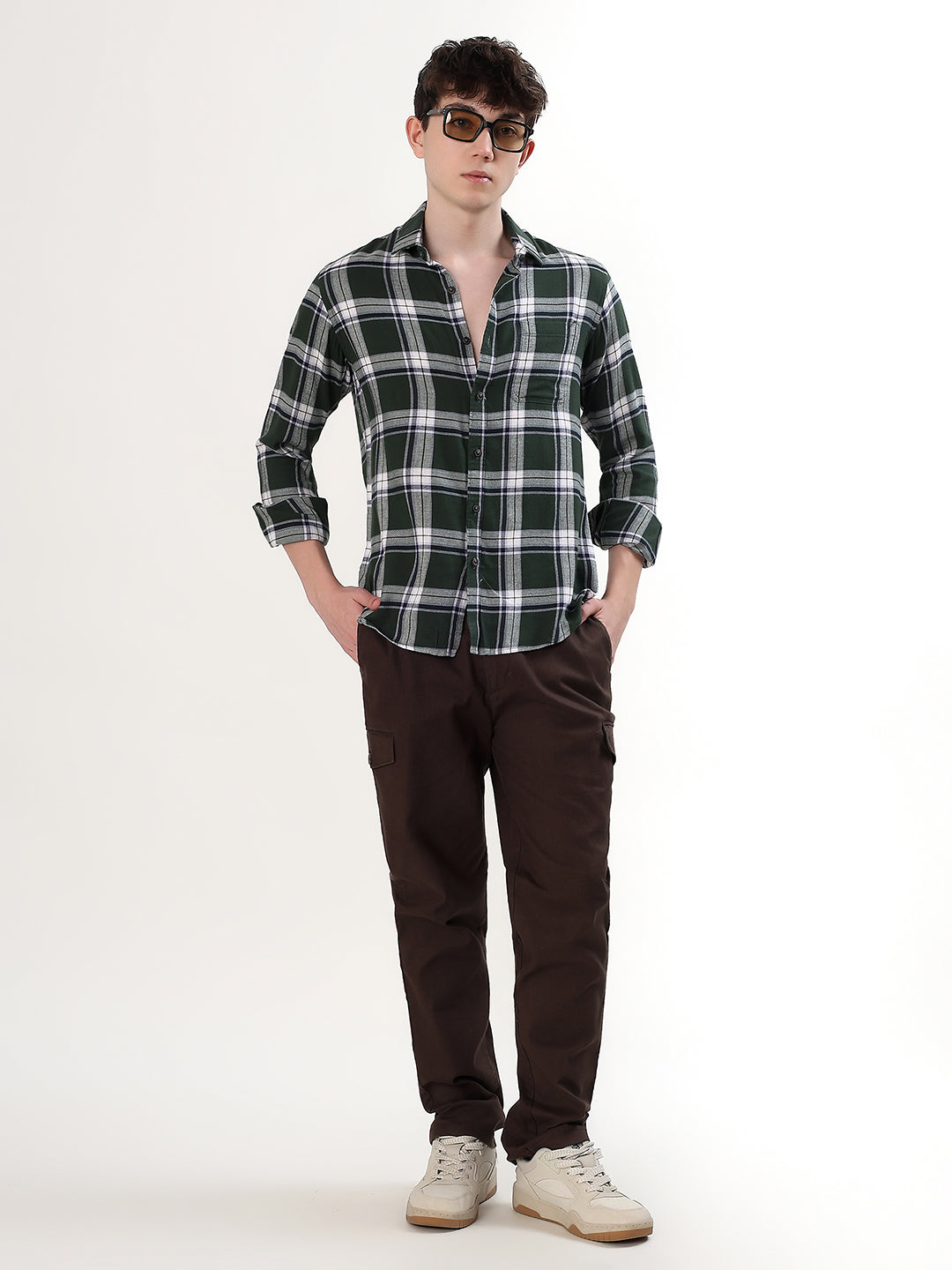 FOREST GREEN & WHITE PLAID CHECK