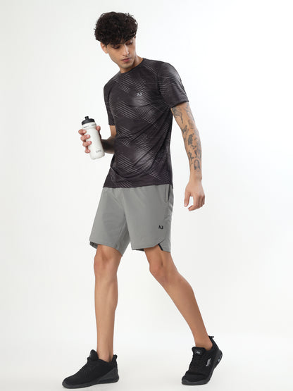 BLACK ABSTRACT PRINT ACTIVEWEAR T-SHIRT