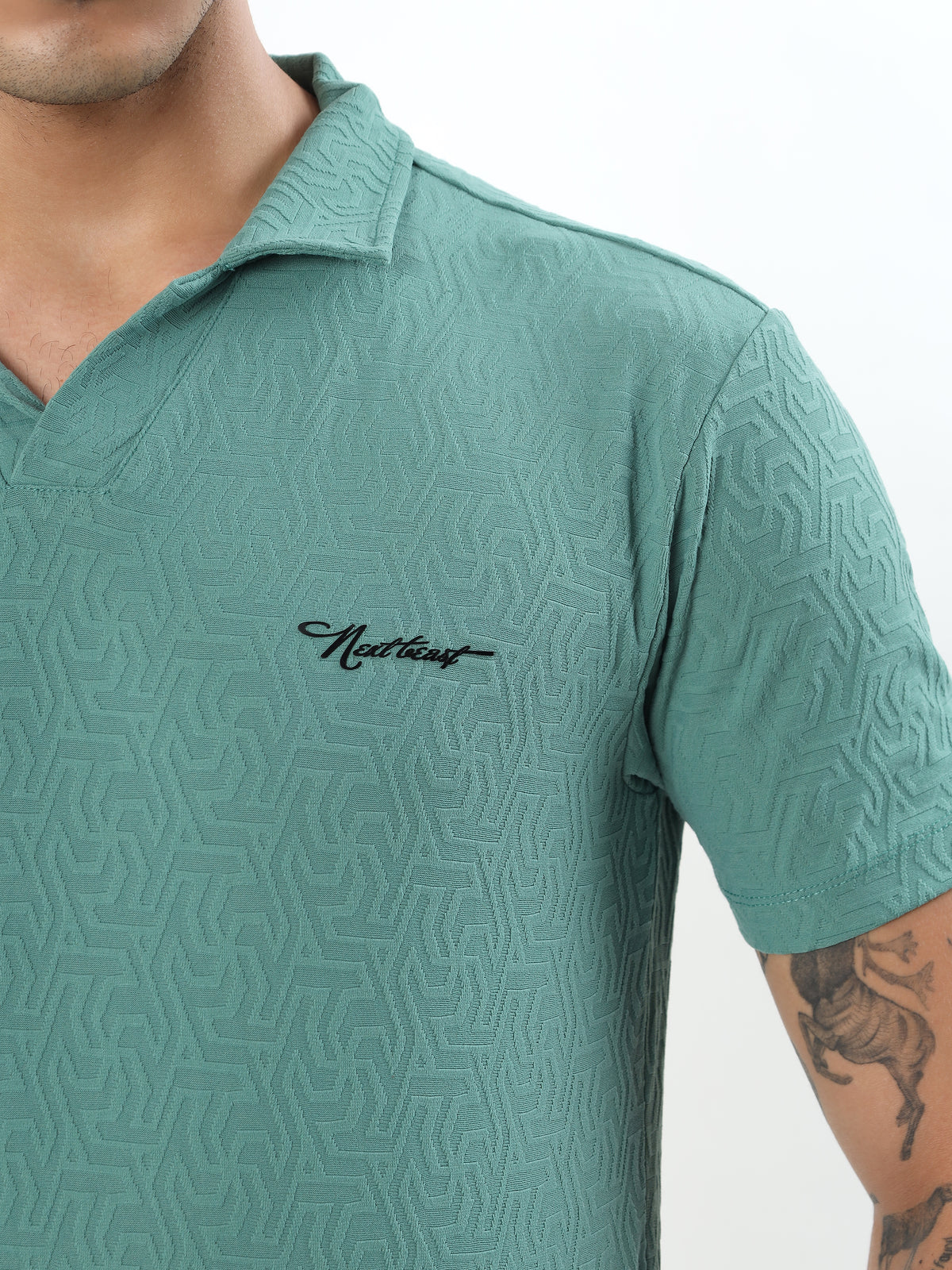 SAGE GREEN JACQUARD POLO CO-ORD SET