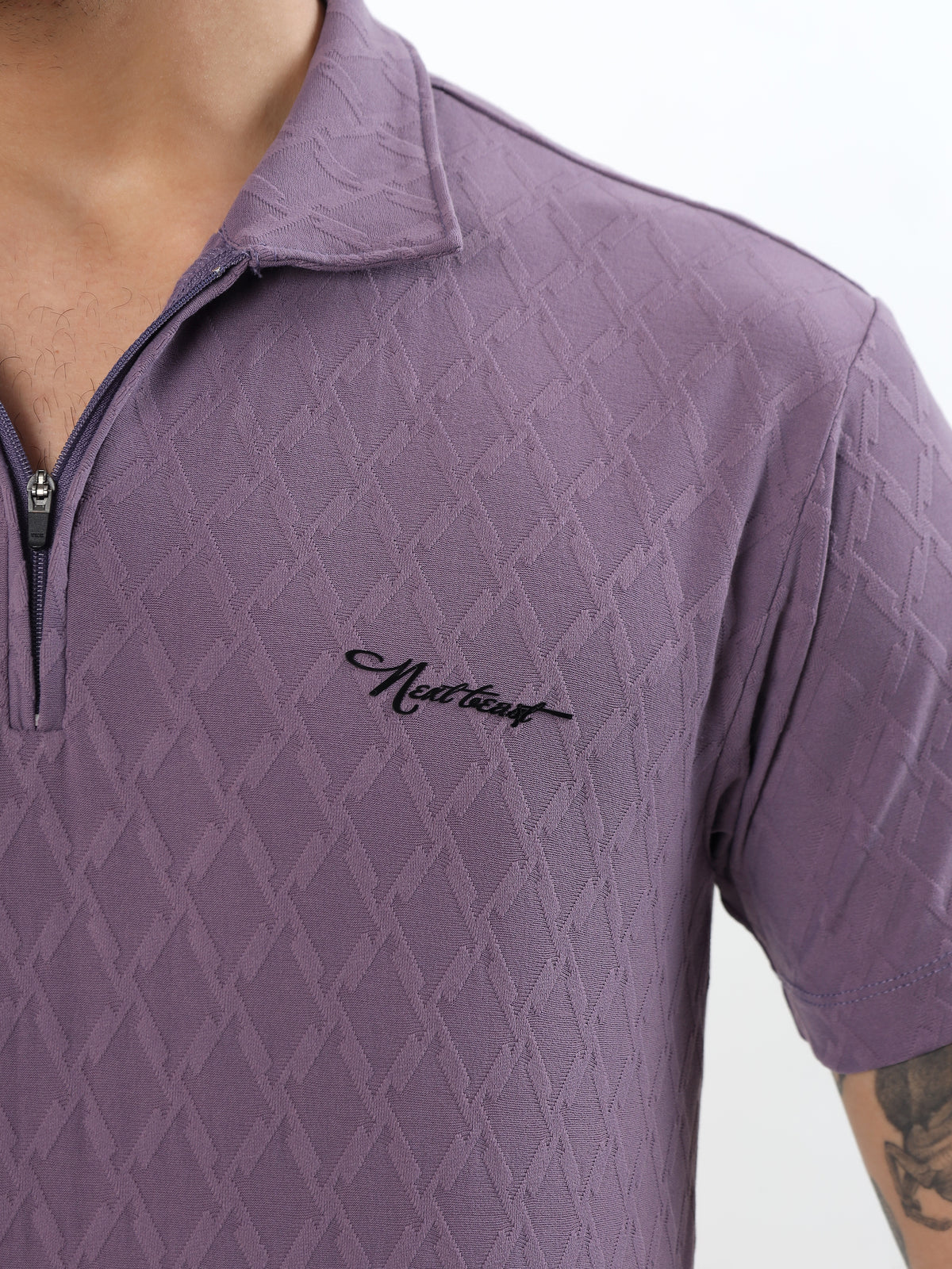 DUSTY MAUVE JACQUARD POLO CO-ORD SET