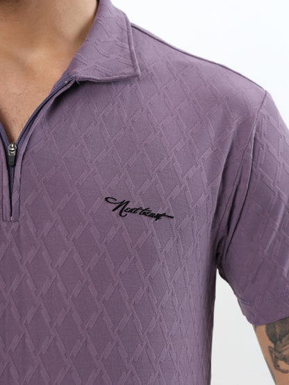 DUSTY MAUVE JACQUARD POLO CO-ORD SET