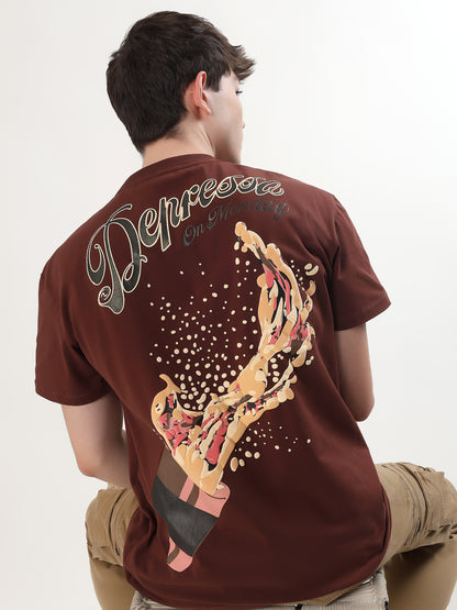 "MONDAY DEPRESSO" GRAPHIC PRINTED OVERSIZED T-SHIRT
